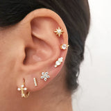 925 Silver Crystal Hoop Earrings Flower Geometry Jewelry