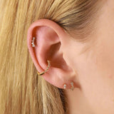 925 Silver Crystal Hoop Earrings Flower Geometry Jewelry