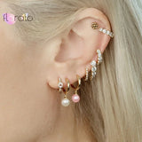 925 Silver Pearl Snake Rivet Star Shell Earrings for Women