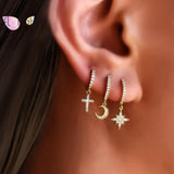 925 Silver Pearl Snake Rivet Star Shell Earrings for Women