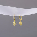 925 Sterling Silver Needle Maple Leaf Earrings for Women