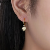 925 Sterling Silver Needle Maple Leaf Earrings for Women