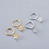 925 Sterling Silver Needle Maple Leaf Earrings for Women
