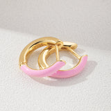 925 Silver Neon Enamel Round Hoop Earrings 18K Plated