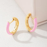 925 Silver Neon Enamel Round Hoop Earrings 18K Plated