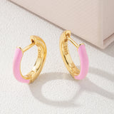 925 Silver Neon Enamel Round Hoop Earrings 18K Plated