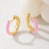 925 Silver Neon Enamel Round Hoop Earrings 18K Plated