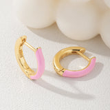925 Silver Neon Enamel Round Hoop Earrings 18K Plated