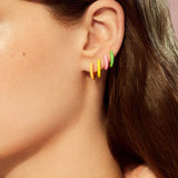 925 Silver Neon Enamel Round Hoop Earrings 18K Plated