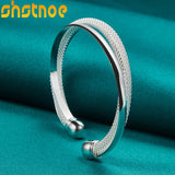 925 Silver Bangle Bracelet For Men Women Wedding Party Jewelry