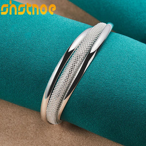 925 Silver Bangle Bracelet For Men Women Wedding Party Jewelry