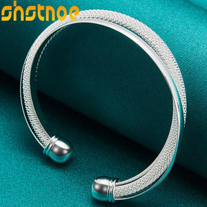 925 Silver Bangle Bracelet For Men Women Wedding Party Jewelry