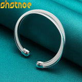 925 Silver Bangle Bracelet For Men Women Wedding Party Jewelry