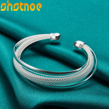 925 Silver Bangle Bracelet For Men Women Wedding Party Jewelry