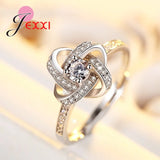 925 Silver Flower Jewelry Set Earrings Ring Pendant Necklace