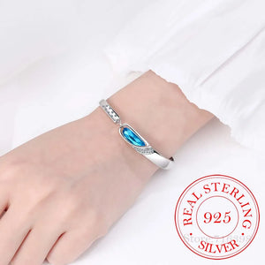 Vintage Crystal Bangle Bracelet - 925 Sterling Silver