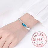 Vintage Crystal Bangle Bracelet - 925 Sterling Silver