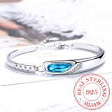 Vintage Crystal Bangle Bracelet - 925 Sterling Silver
