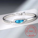 Vintage Crystal Bangle Bracelet - 925 Sterling Silver