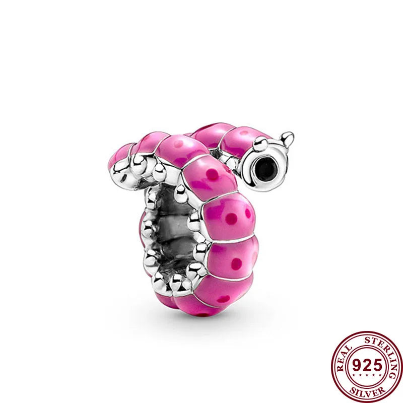 925 Silver Caterpillar Butterfly Pansy Bracelet Diy