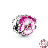 925 Silver Caterpillar Butterfly Pansy Bracelet Diy
