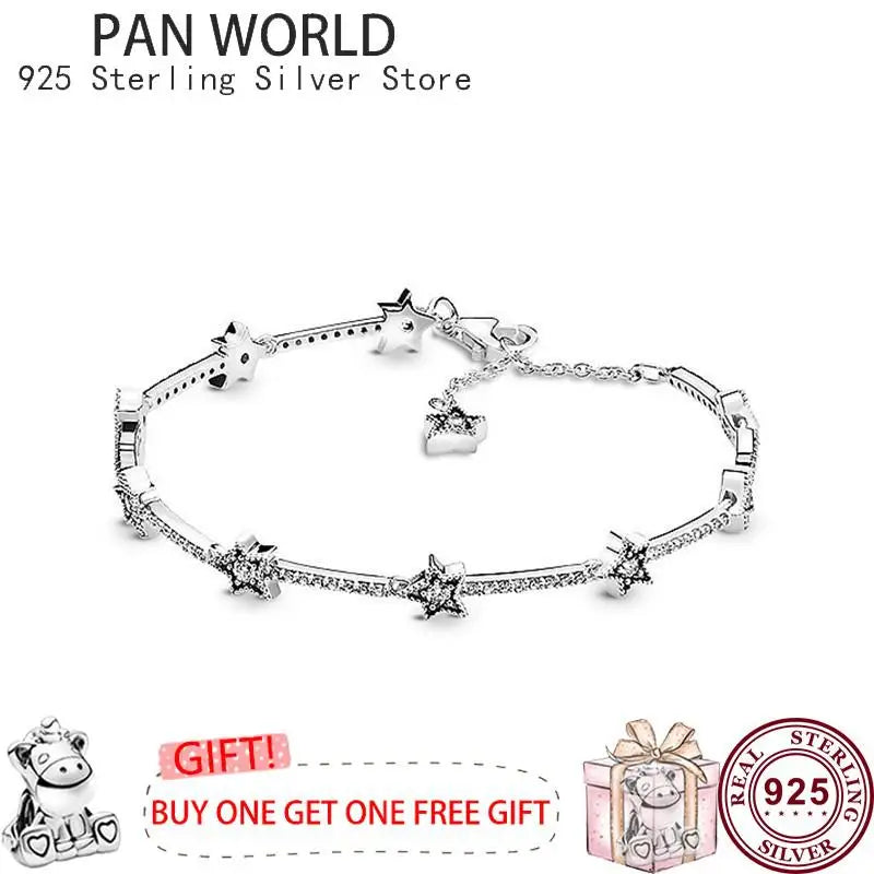 925 Silver Chrysanthemum Star Pan Bracelet for Women