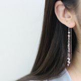 925 Sterling Silver Love Heart Tassel Earrings for Women