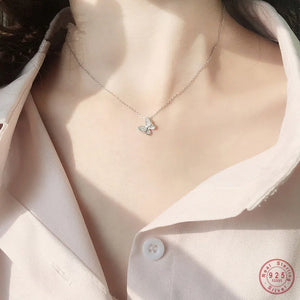 925 Silver Butterfly Pendant Necklace Women Birthday Gift Jewelry