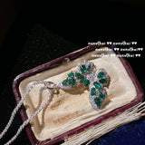 925 Silver Green Zircon Butterfly Set for Women Party