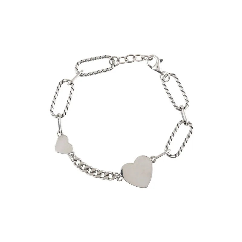 925 Silver Heart Pendant Bracelet Bangle Vintage Jewelry Gift for Women