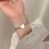 925 Silver Heart Pendant Bracelet Bangle Vintage Jewelry Gift for Women