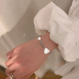 925 Silver Heart Pendant Bracelet Bangle Vintage Jewelry Gift for Women