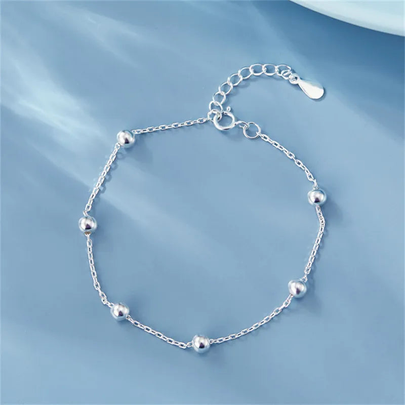 925 Silver Bead Pendant Bracelet Bangle for Women