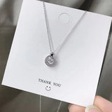 925 Silver Star Necklace Zircon Moon Pendant Collar Chain