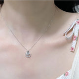 925 Silver Star Necklace Zircon Moon Pendant Collar Chain