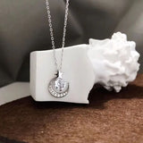 925 Silver Star Necklace Zircon Moon Pendant Collar Chain