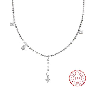 925 Silver Zircon Tassel Necklace Fairy Gas Party Jewelry Gift