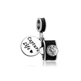 925 Silver European Beads Pink Camera Charms Bracelet