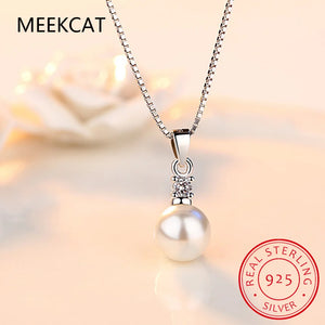 925 Silver Crystal Pearl Pendant Necklace for Women