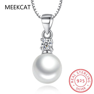 925 Silver Crystal Pearl Pendant Necklace for Women