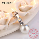 925 Silver Crystal Pearl Pendant Necklace for Women