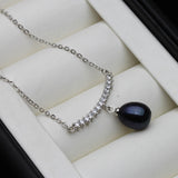 925 Silver Zircon Pearl Pendant Necklace