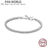 925 Silver Mother's Tennis Love Pan Bracelet for Charm Jewelry