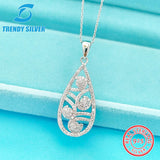 925 Silver Necklace with Zircon, Elegant Crystal Jewelry