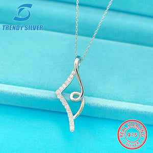 925 Sterling Silver Necklace with Small Zircon Charm
