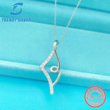 925 Sterling Silver Necklace with Small Zircon Charm