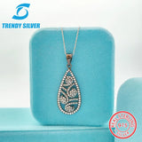 925 Silver Necklace with Zircon, Elegant Crystal Jewelry