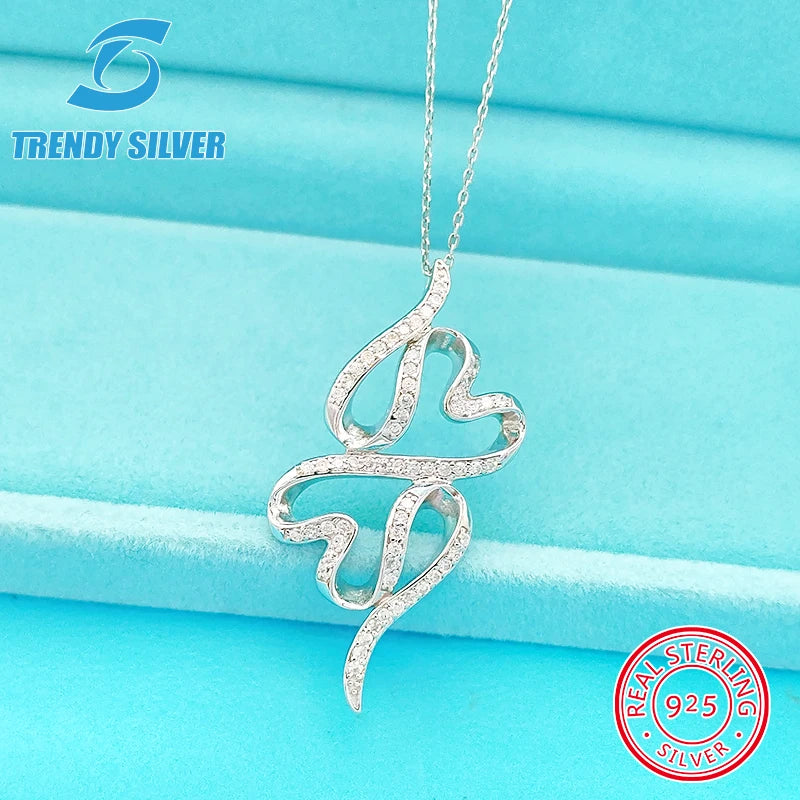 925 Silver Zircon Necklace Elegant Women's Jewelry
