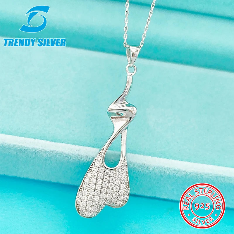 925 Silver Necklace with Small Zircon Jewelry