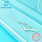 925 Sterling Silver Necklace with Small Zircon Charm